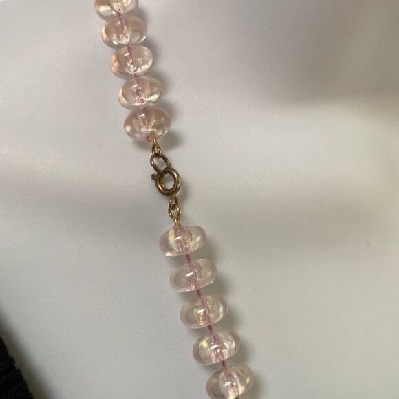 Vintage Clear Iridescent Glass Bead Necklace | Classic 1950s Jewelry | Elegant - Picture 2 of 6
